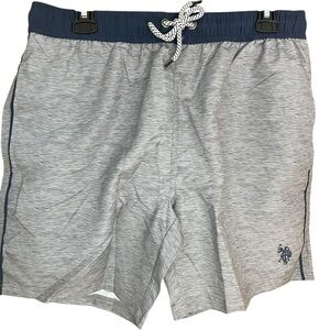U.S. Polo Assn. USPA Contrast Waistband Swim Trunks Shorts Gray